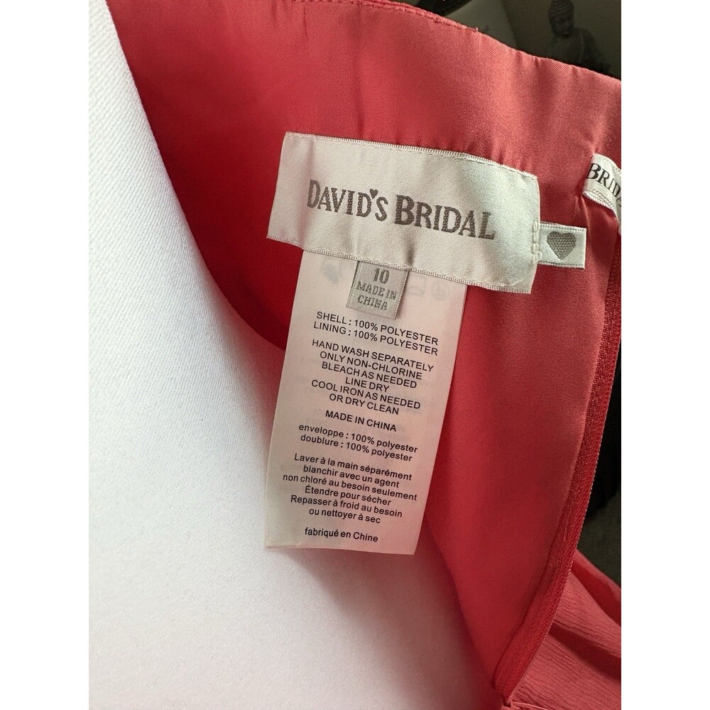 David's Bridal Coral 100% Polyester Sleeveless Bridesmaid Dress Size 10 Regular - Picture 5 of 10